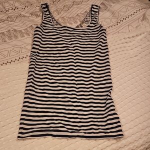 Derek Heart Navy and White Striped Tank Top